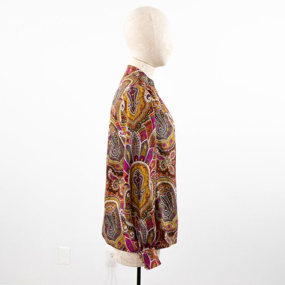 Tibi Retro 70s S Silk Paisley Print Boho Blouse - Picture 6 of 11